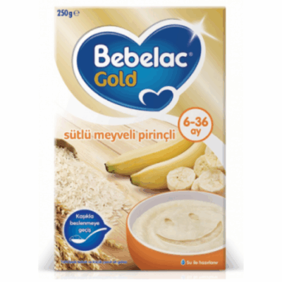 Bebelac Gold Baby Food with Milk Fruit and Rice 250 gr