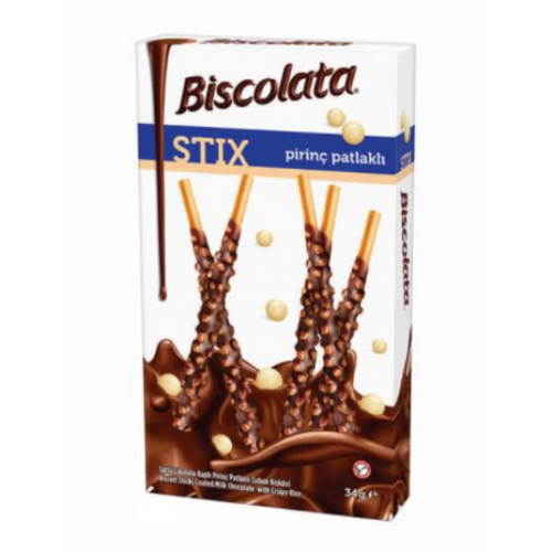 Şölen Biscolata Stix Sütlü Çikolata Coated Rice Crispy Stick Biscuit 34 gr