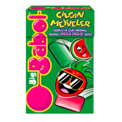 Big Babol Crazy Fruits Watermelon & Strawberry Flavored Gum 36 gr