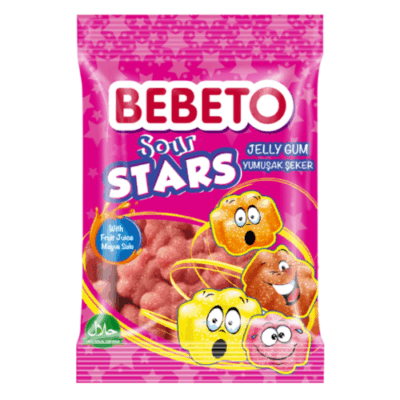 Kervan Gıda Bebeto Jelly Candy Sour Stars 40 grX12