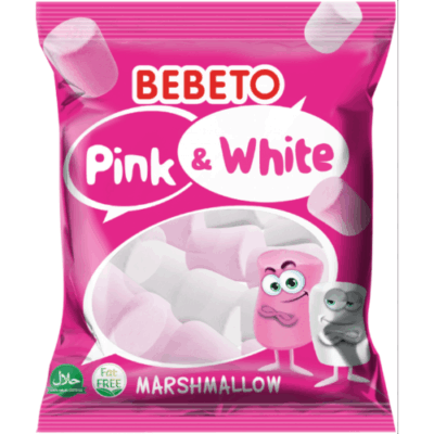 Kervan Gıda Bebeto Marshmallow Candy Pink and White 60 grX12