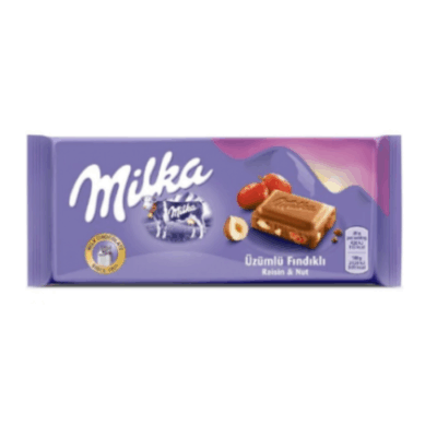 Milka Tablet Chocolate with Raisin and Hazelnut 80 gr