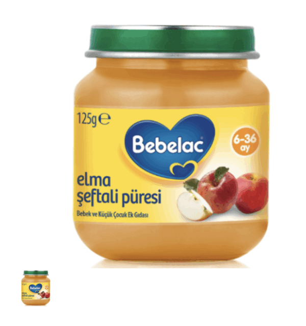 Bebelac Apple Peach Puree Baby Food 125 gr