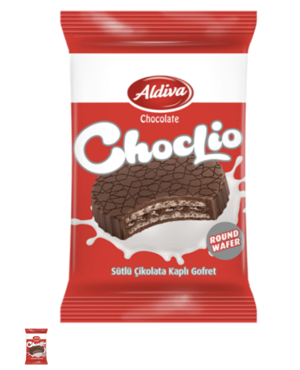 Aldiva Choclio Round Sütlü Çikolata Coated & Chocolate Krem Wafer 20 gr