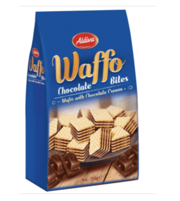 Aldiva Waffo Bites Cup Wafer with Chocolate Cream Bag 250 gr