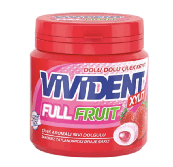 Vivident Full Fruit Strawberry Gum 90 gr
