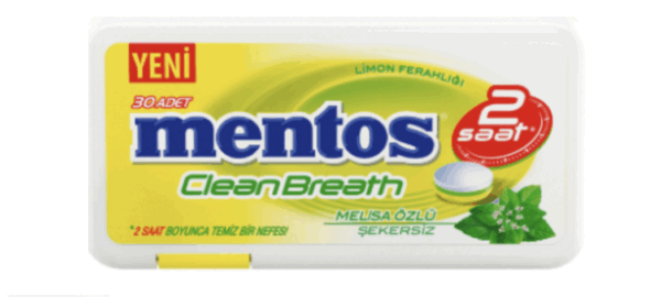Mentos 2 Hours Clean Breath Plastic Dispenser Lemon Candy 21 gr
