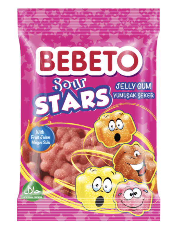 Kervan Gıda Bebeto Jelly Candy Sour Stars 40 grX12