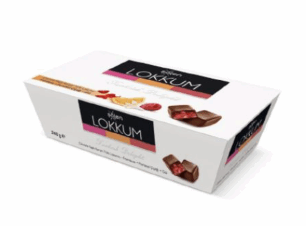 Şölen Lokkum Milk Chocolate Coated Mixed Fruit Flavored Turkish Delight with Fruit Particles 240 gr