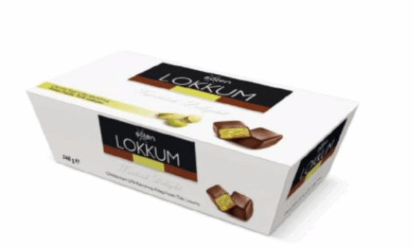 Şölen Lokkum Milk Chocolate Coated Turkish Delight with Pistachio 246 gr