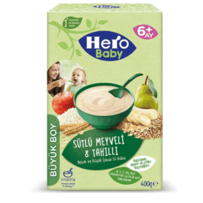 Ülker Hero Baby 8 Grain Baby Food with Milk and Fruit 400 gr