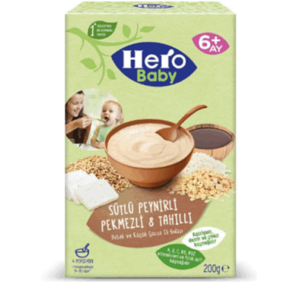 Ülker Hero Baby 8 Grain Baby Food with Milk Cheese and Molasses 200 gr
