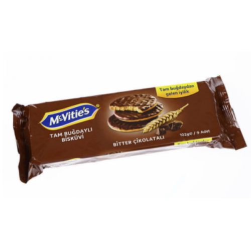 Mc Vitie's Whole Wheat Biscuit Coated Bitter  102 gr