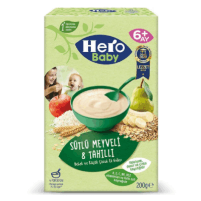 Ülker Hero Baby 8 Grain Baby Food with Milk and Fruit 200 gr