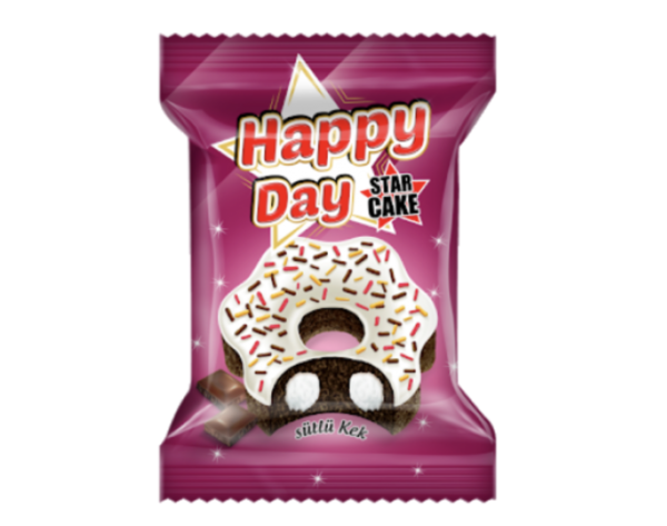 Azra Kek Happy Day Milky Compound Chocolate Coated İle Cocoa Sauce 45 gr