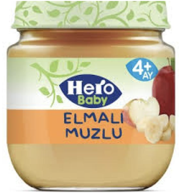 Hero Bebek Food Kavanoz Muz & Elma 125 gr