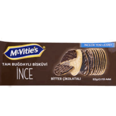 Mc Vitie's Whole Wheat Biscuit Coated Bitter Thin 93 gr