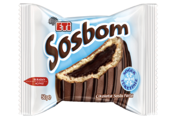 ETİ Sosbom Chocolate Coated & Chocolate Sauce Dolgulu Kek 50 gr