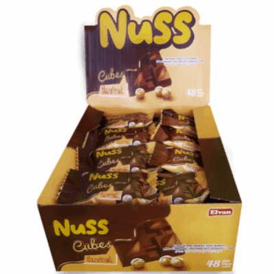 Elvan Nuss Cubes Milk Compound Chocolate With Hazelnut Cream Filling 12 gr