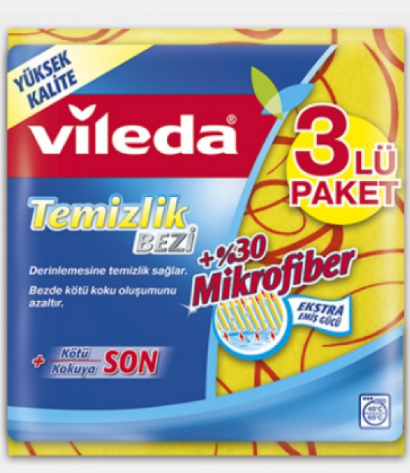 Vileda 30% Microfiber Cleaning Cloth 3 adet