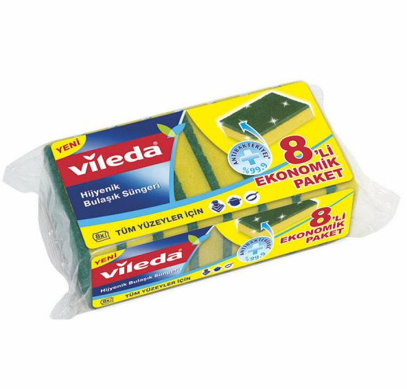 Vileda Green Flat Sponge Economic Packet  8 adet