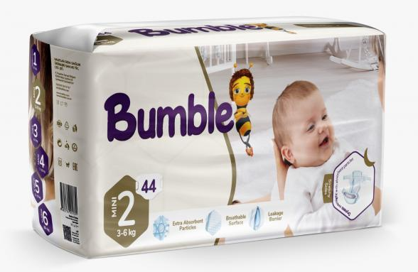 Bumble Diapers Twin Pack No 2 (3-6) 44 Pcs X5