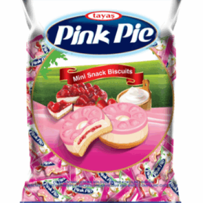 Tayaş Pink Pie Cream Filled White Compound Chocolate Coated Strawberry Biscuit 1000 Gr