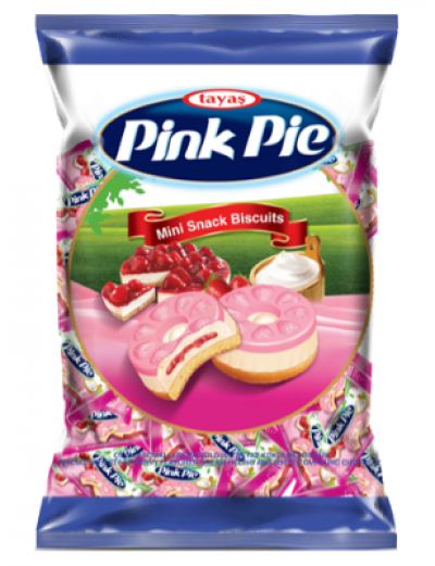 Tayaş Pink Pie Cream Filled White Compound Chocolate Coated Strawberry Biscuit 1000 Gr